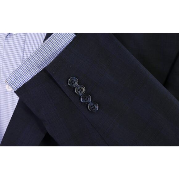 Jack Victor Black Navy Blue Tartan Plaid 2-Btn Sportcoat Blazer Jacket 52R - Picture 6 of 9
